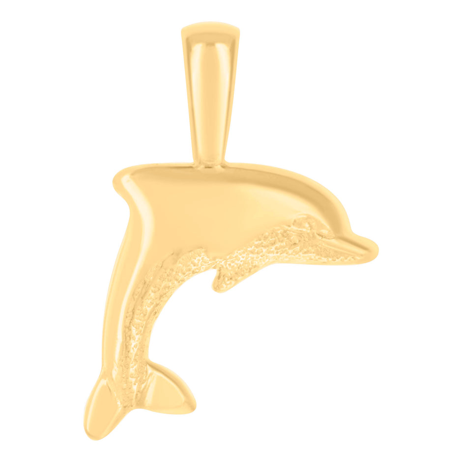 14kt Yellow Gold Womens Dolphin Fish Ocean Charm Pendant 