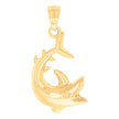 14kt Yellow Gold Womens Shark Fish Ocean Charm Pendant 