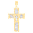 14kt Two-tone Gold Mens Four Ways Cross Religious Charm Pendant 