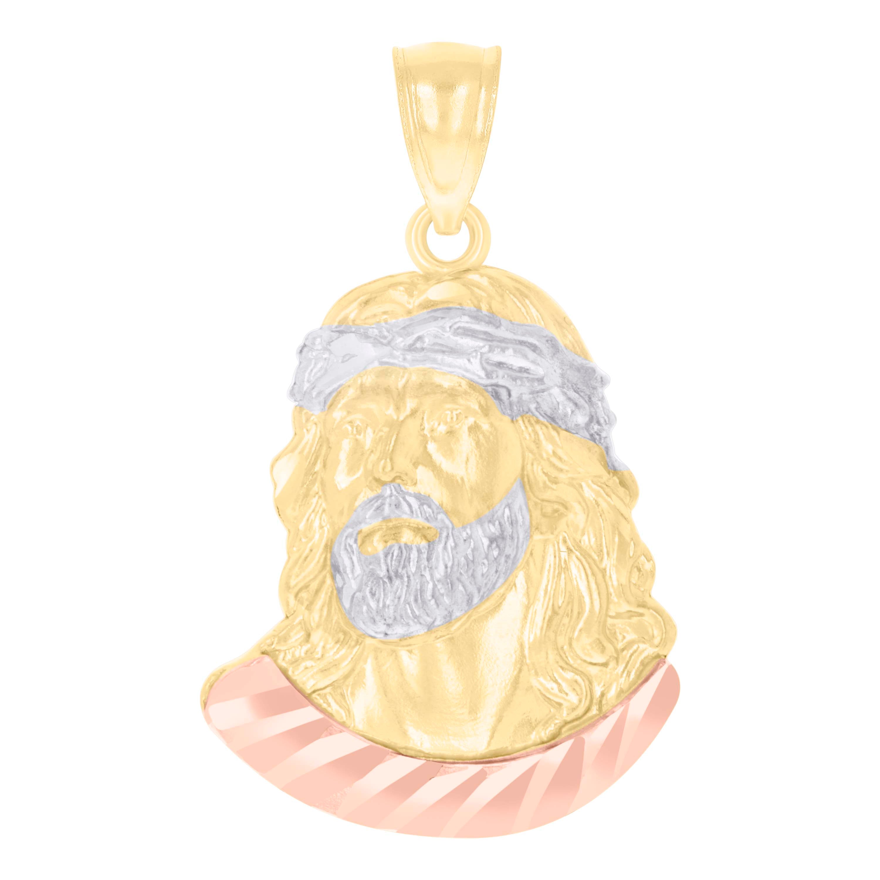 14kt Tri-Color Gold Unisex Jesus Religious Charm Pendant 