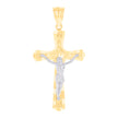 14kt Two-tone Gold Mens Crucifix Cross Religious Charm Pendant 