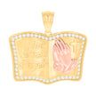 14kt Two-tone Gold Unisex Cubic-Zirconia The Secret Prayer Book Praying Hands Symbol Religious Charm Pendant