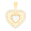 14kt Two-tone Gold Womens Cubic-Zirconia Heart Charm Pendant 