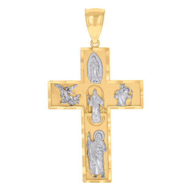 10kt Two-tone Gold Mens Cross Religious Charm Pendant