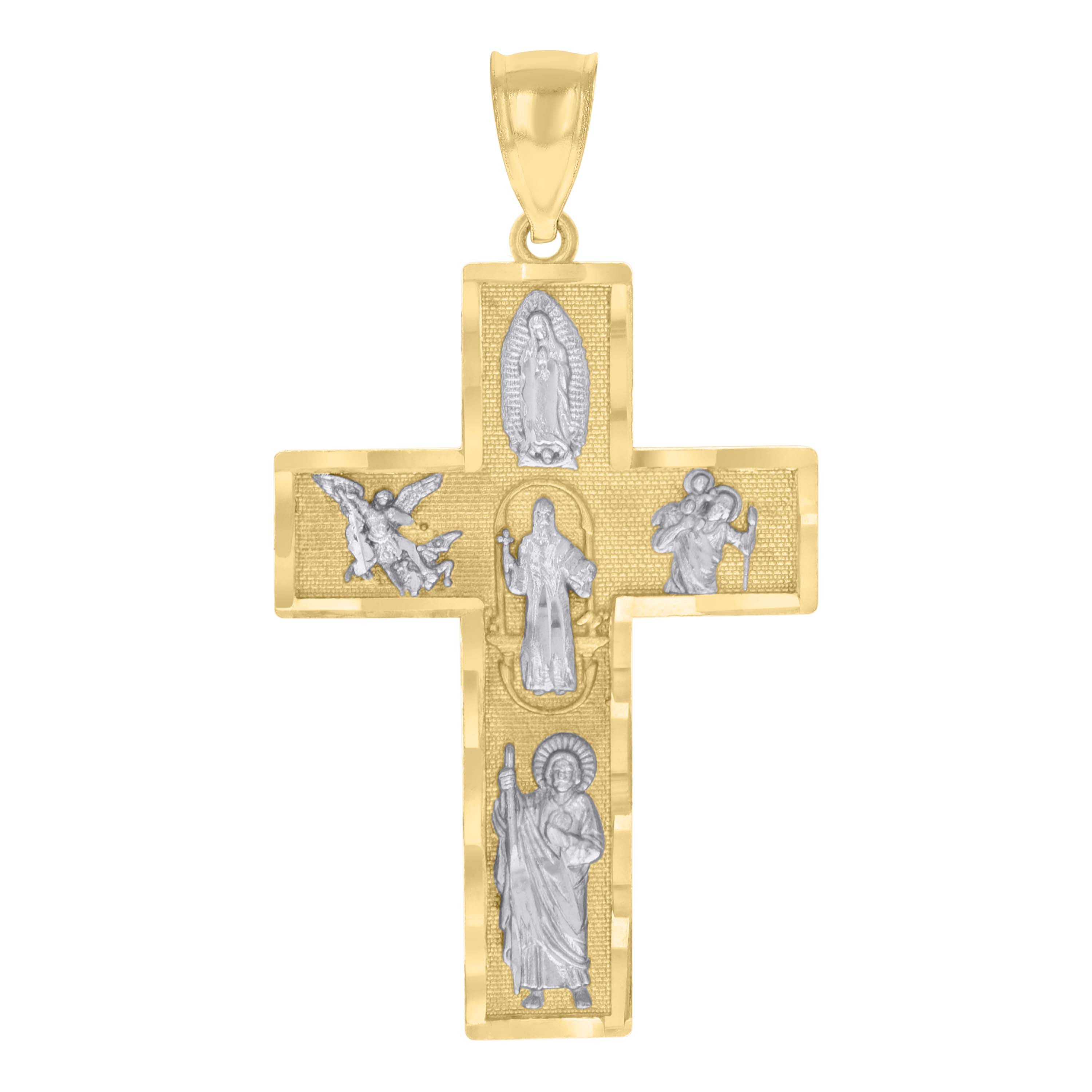 10kt Two-tone Gold Mens Cross Religious Charm Pendant