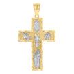 10kt Two-tone Gold Mens Cross Religious Charm Pendant