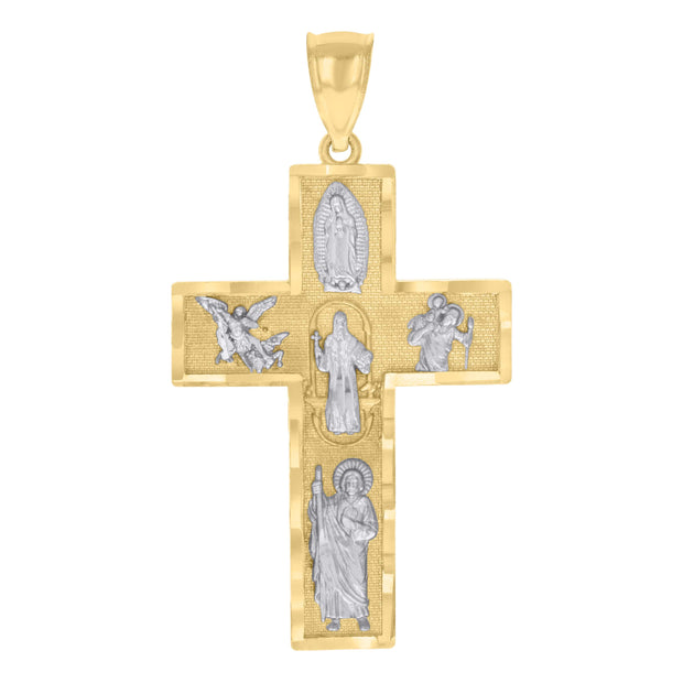 10kt Two-tone Gold Mens Cross Religious Charm Pendant