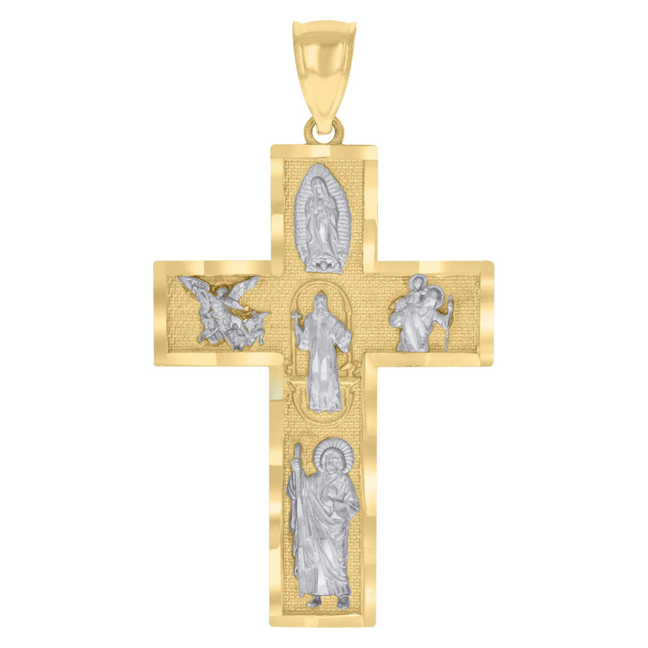 10kt Two-tone Gold Mens Cross Religious Charm Pendant