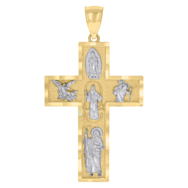 10kt Two-tone Gold Mens Cross Religious Charm Pendant