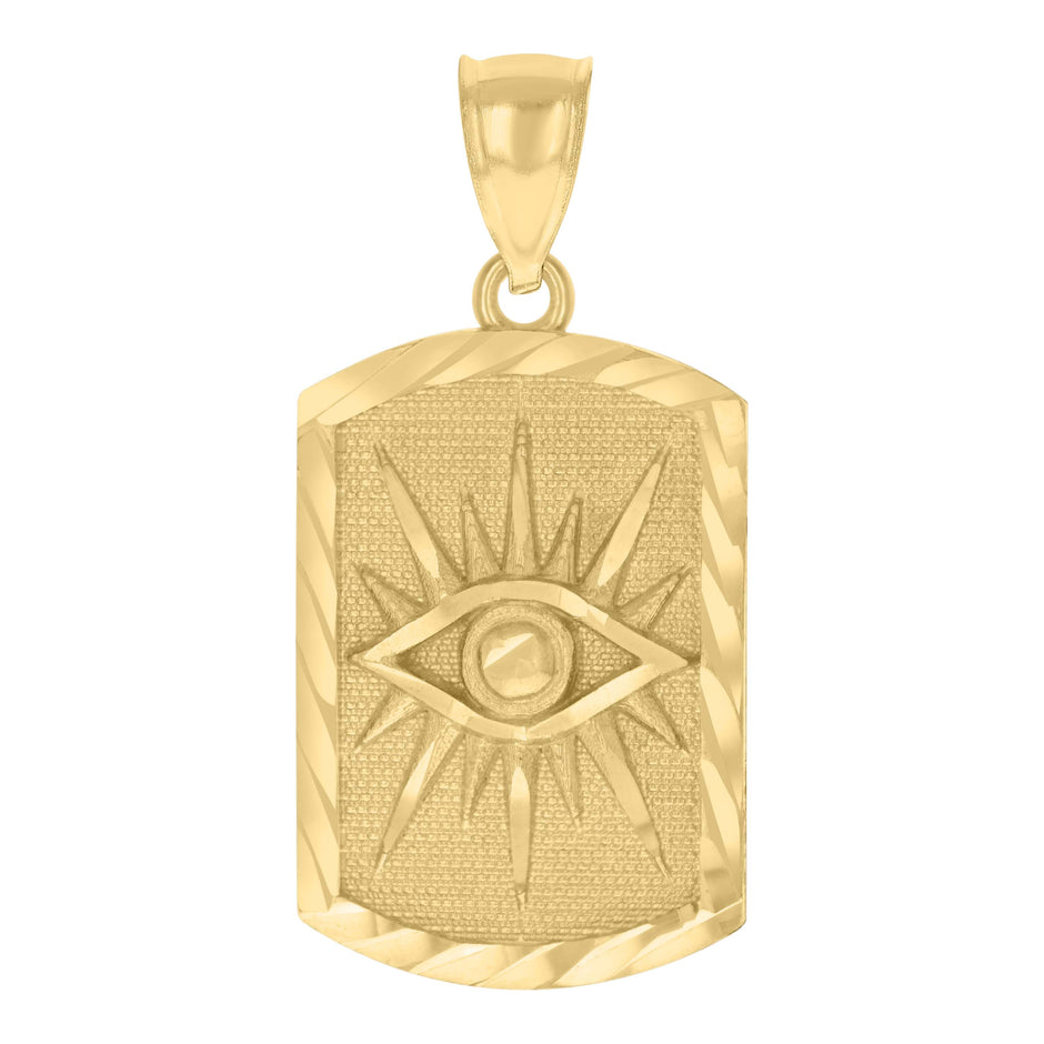 10kt Yellow Gold Mens Evil Eye Symbol Religious Charm Pendant