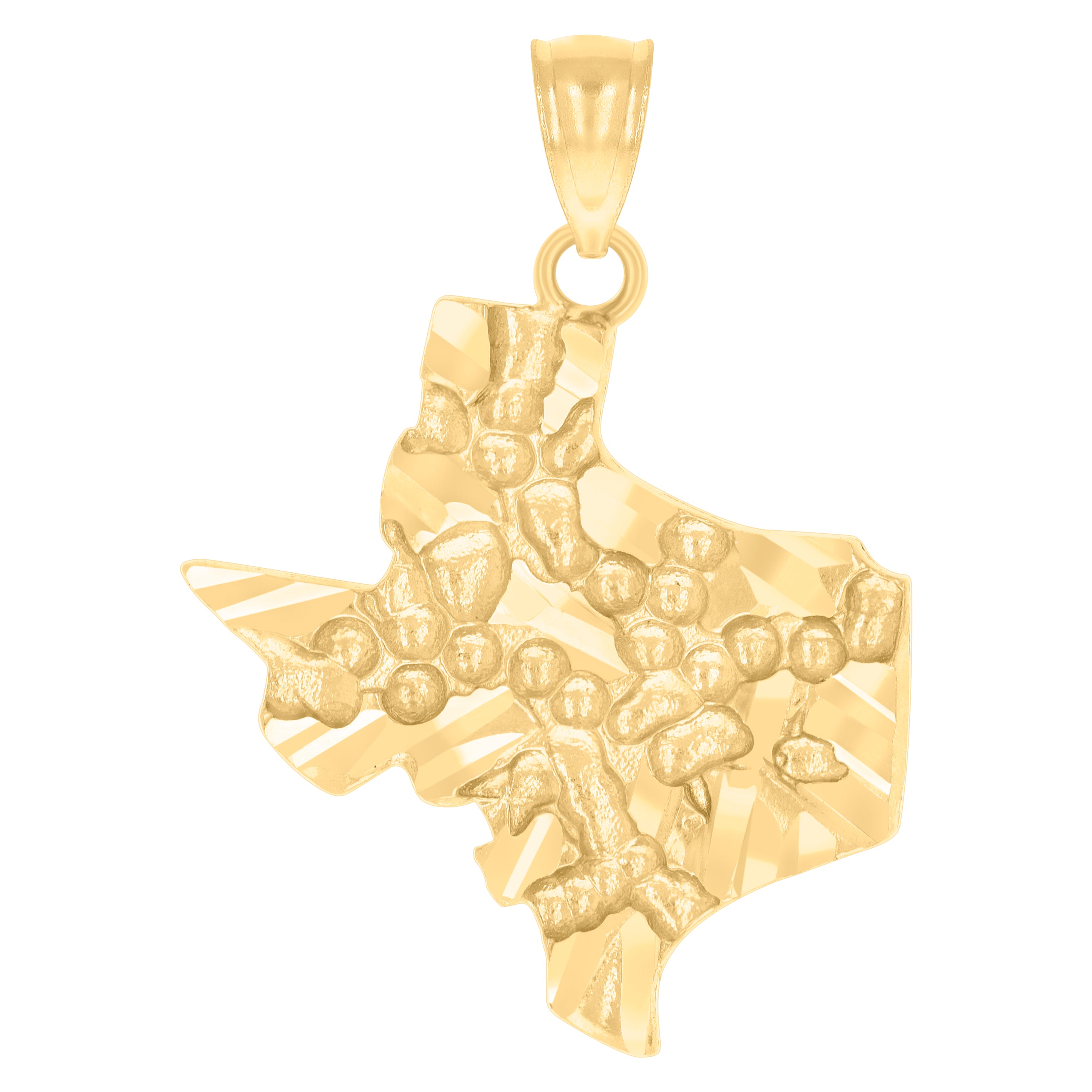 10kt Yellow Gold Mens Nugget Texas Map Charm Pendant