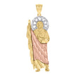 10kt Tri-Color Gold Mens St. Jude Religious Charm Pendant