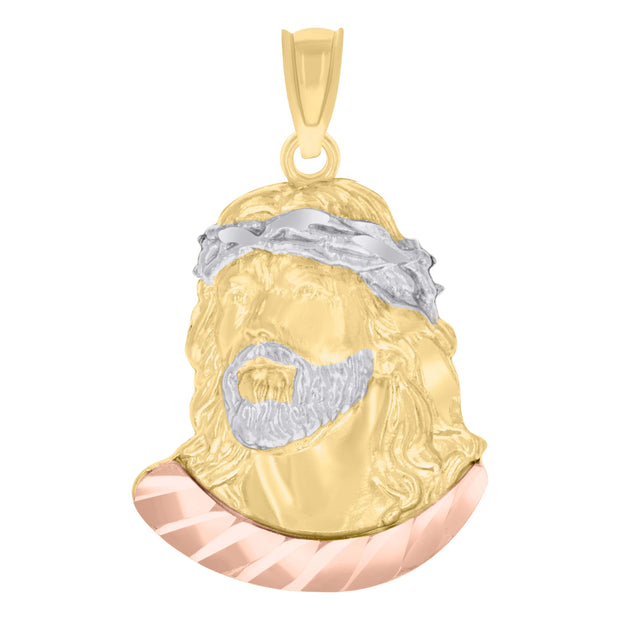 10kt Tri-Color Gold Mens Jesus Religious Charm Pendant