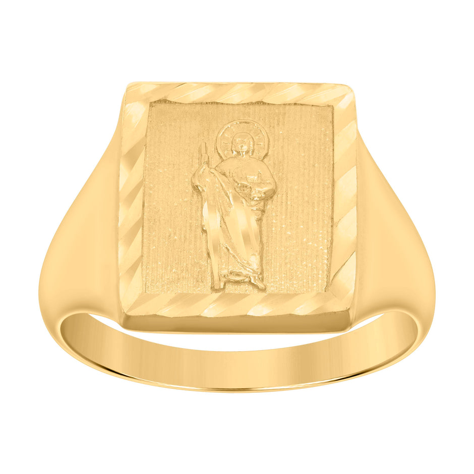 10kt Yellow Gold Mens St. Jude Religious Ring
