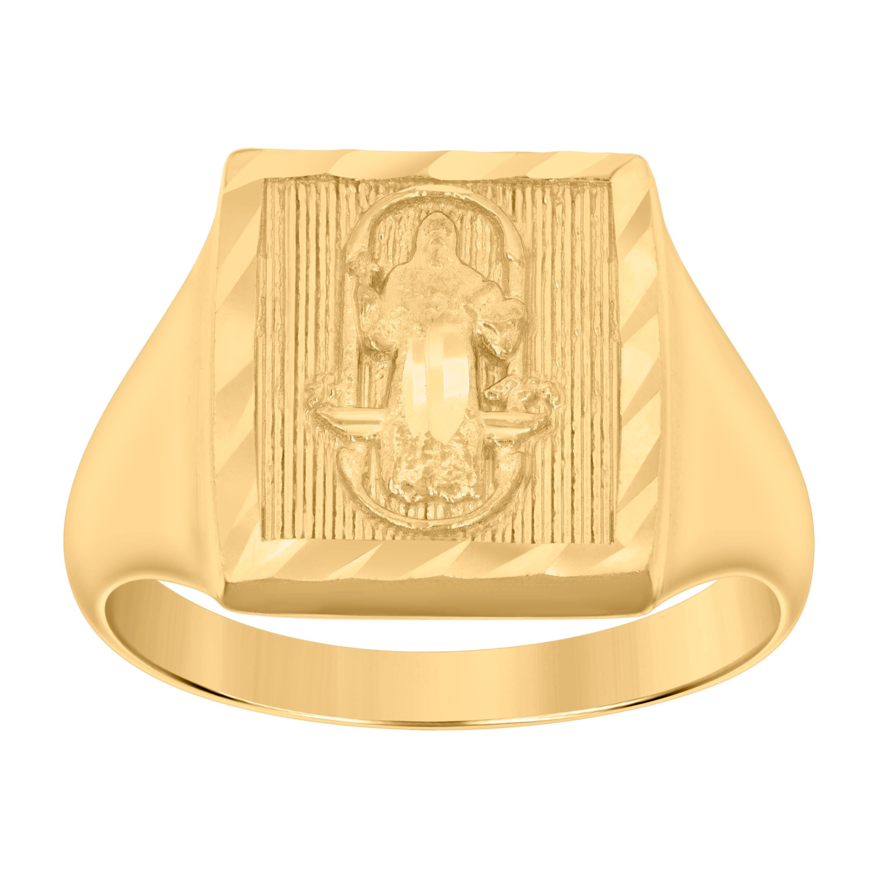 10kt Yellow Gold Mens St. Benedict Religious Ring