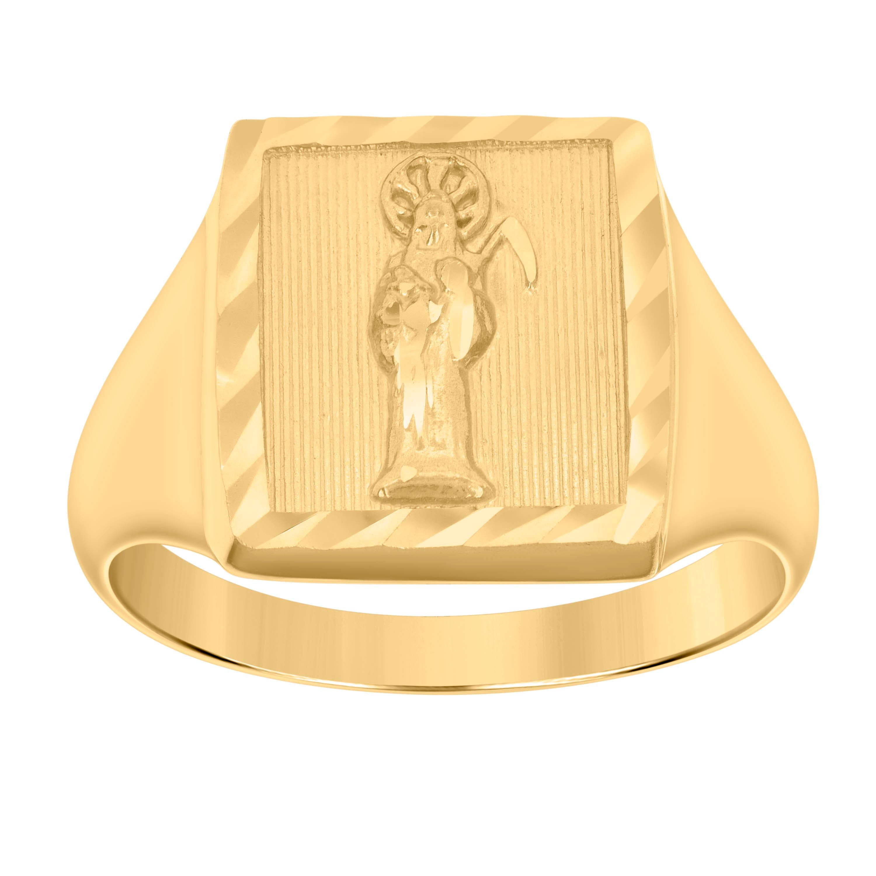 10kt Yellow Gold Mens Death Angel Grim Reaper Ring