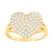 10kt Yellow Gold Womens Cubic-Zirconia Heart Ring
