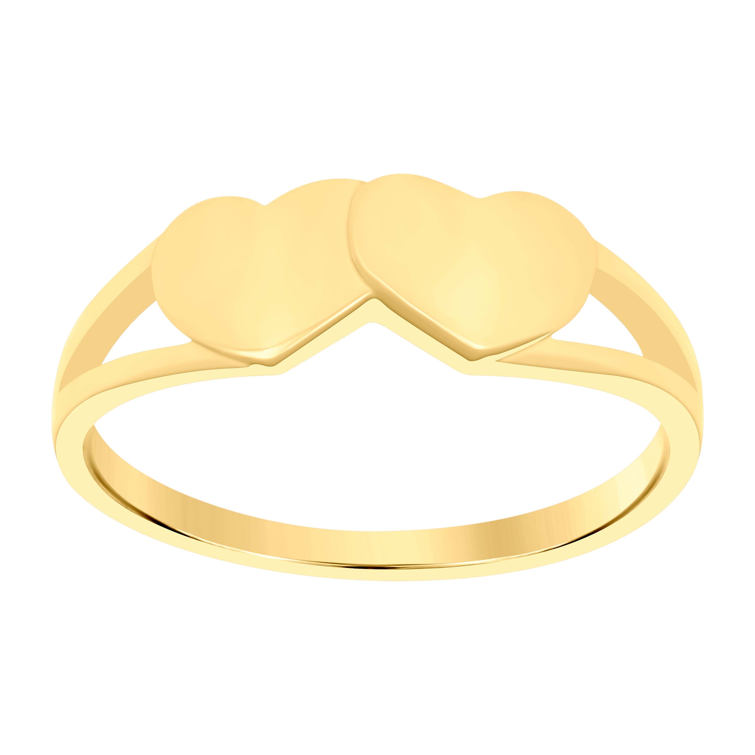 10kt Yellow Gold Womens Double Hearts Ring
