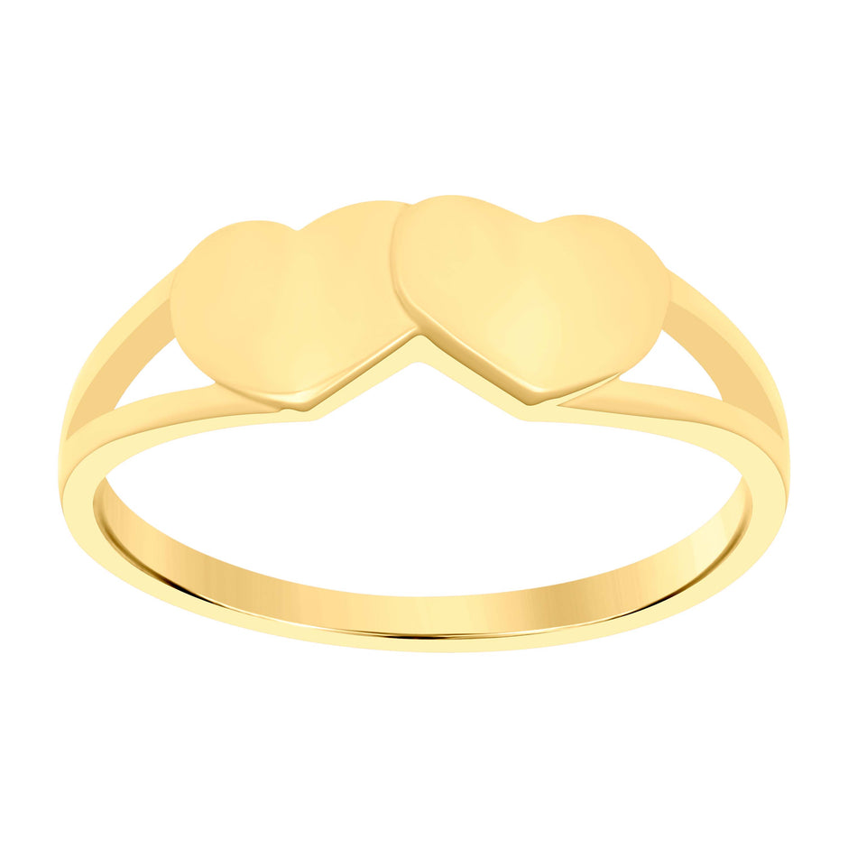 10kt Yellow Gold Womens Double Hearts Ring