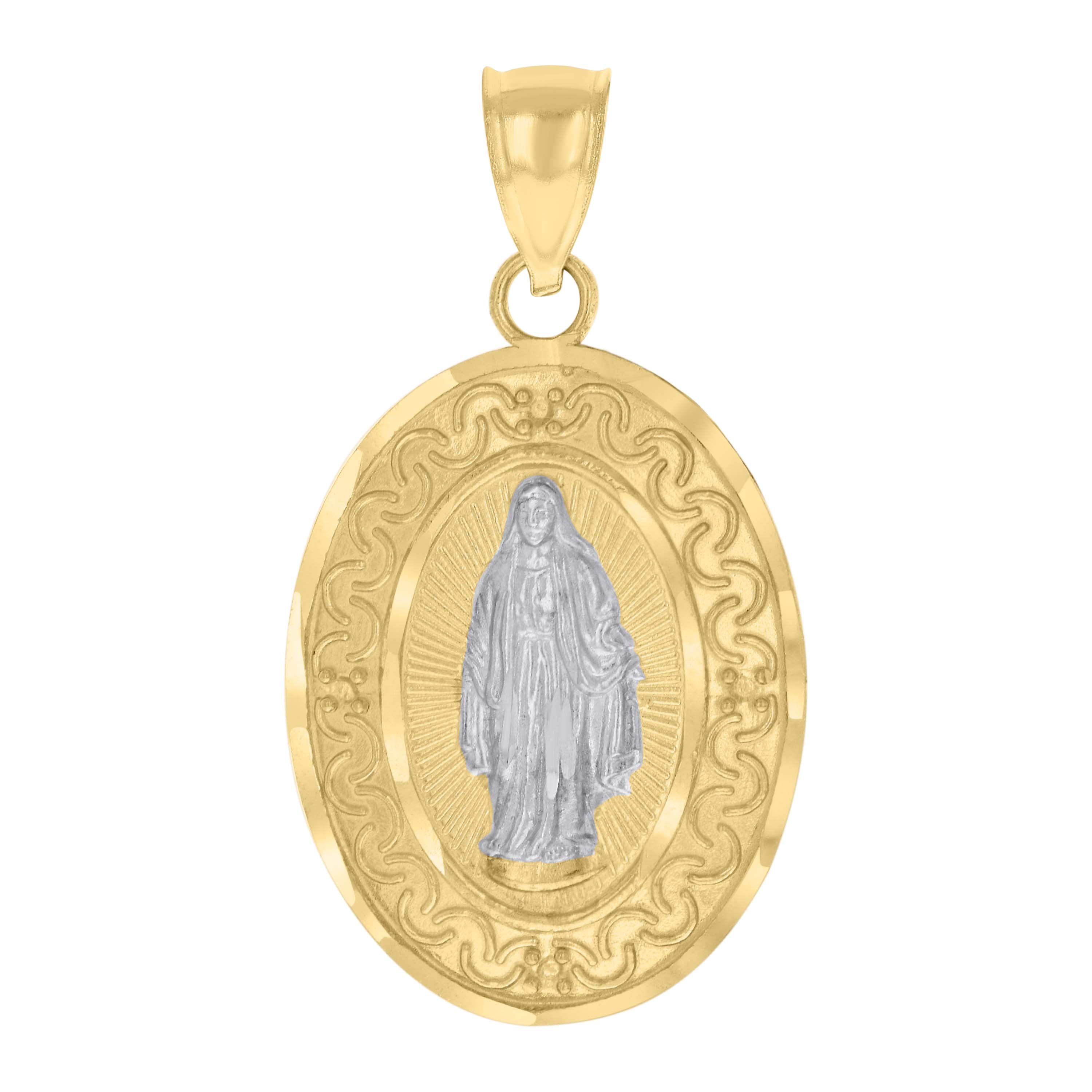 10kt Two-tone Gold Mens Guadalupe Religious Charm Pendant