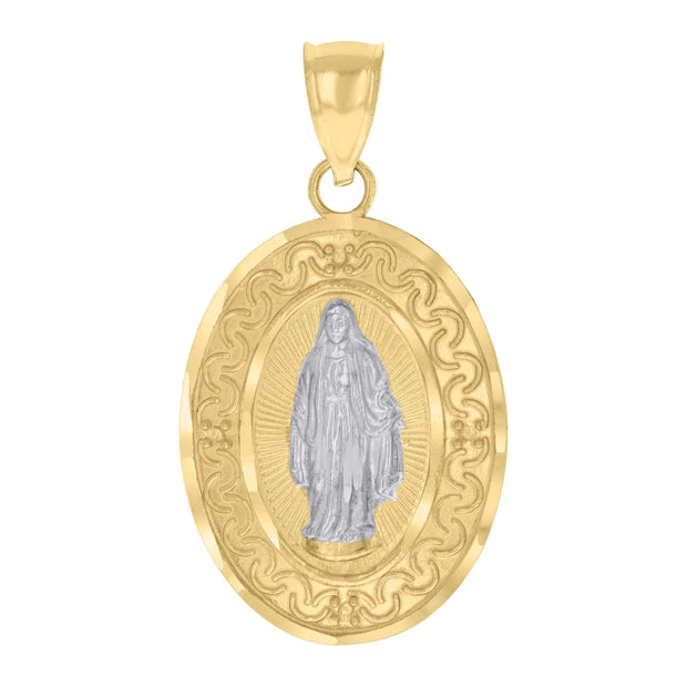 10kt Two-tone Gold Mens Guadalupe Religious Charm Pendant