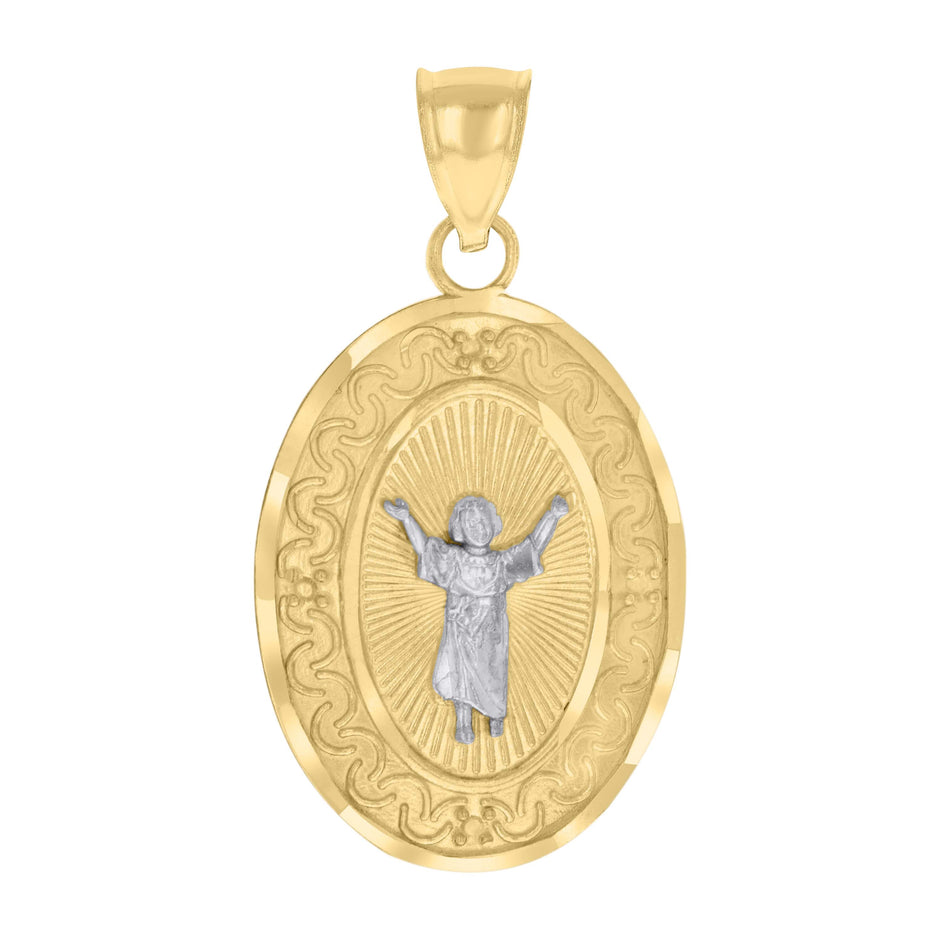 10kt Two-tone Gold Mens Divine Infant Jesus Religious Charm Pendant