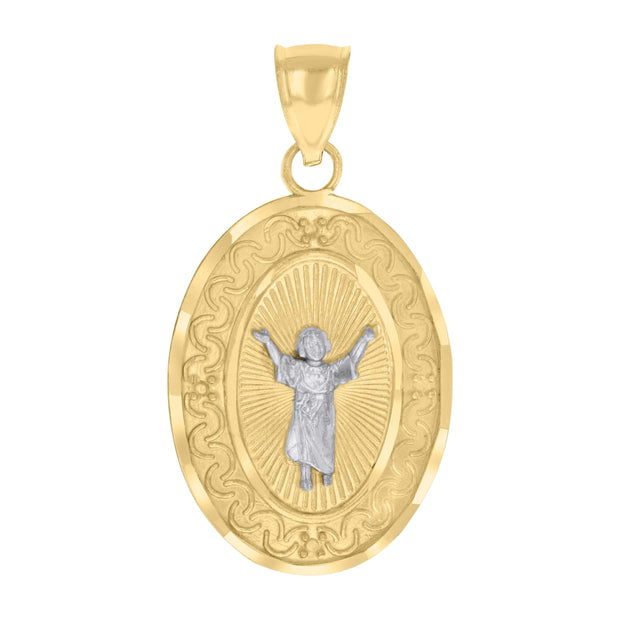 10kt Two-tone Gold Mens Divine Infant Jesus Religious Charm Pendant
