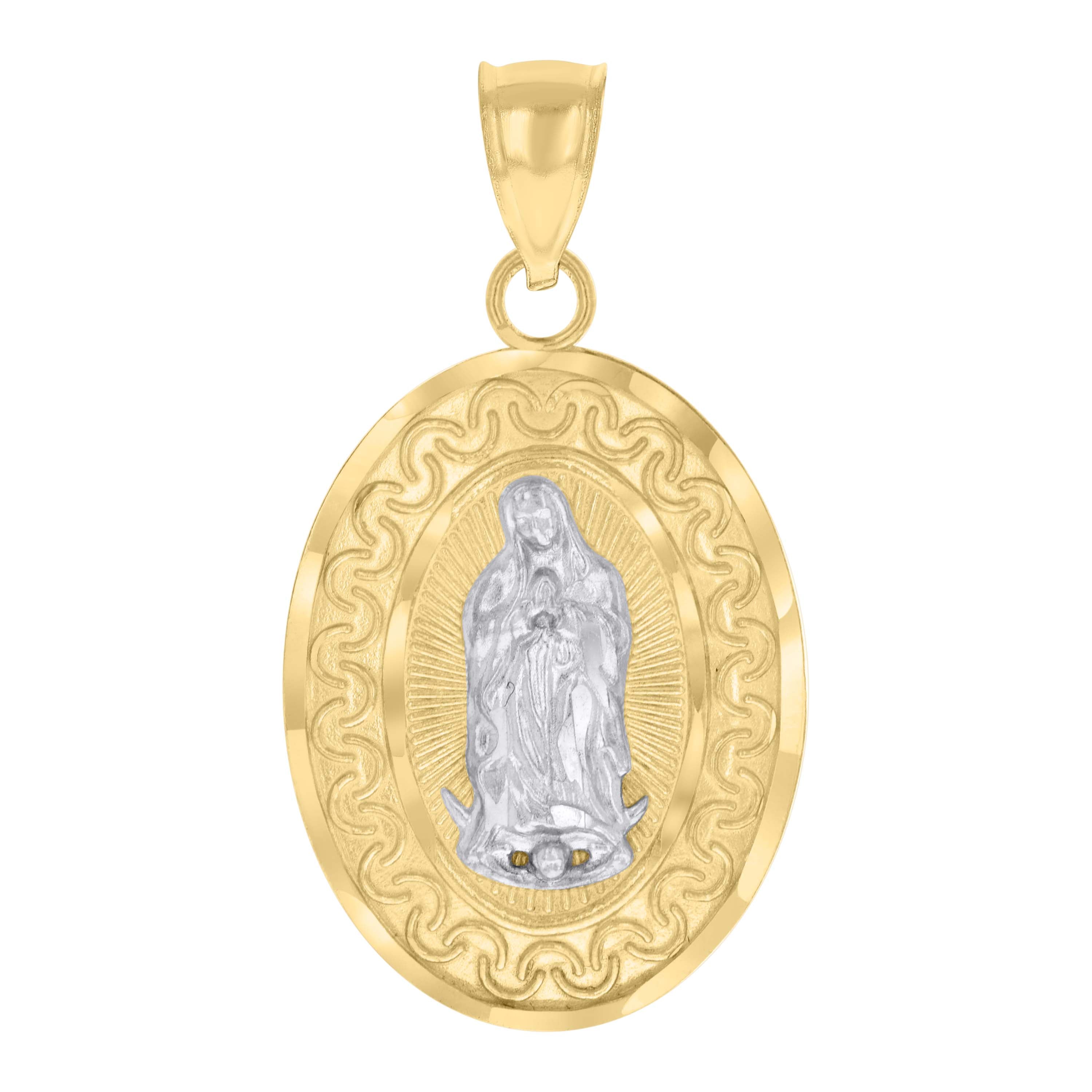 10kt Two-tone Gold Mens Guadalupe Religious Charm Pendant
