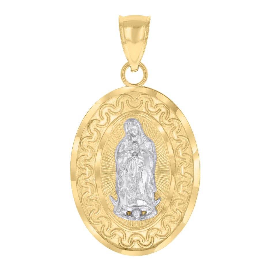 10kt Two-tone Gold Mens Guadalupe Religious Charm Pendant