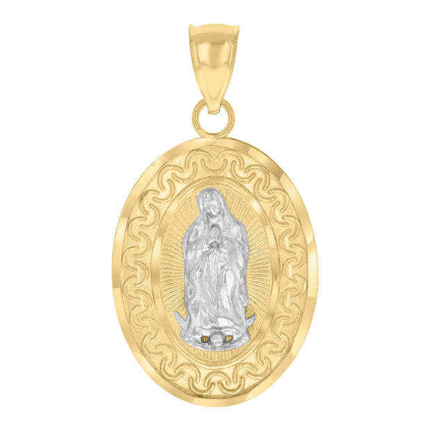10kt Two-tone Gold Mens Guadalupe Religious Charm Pendant