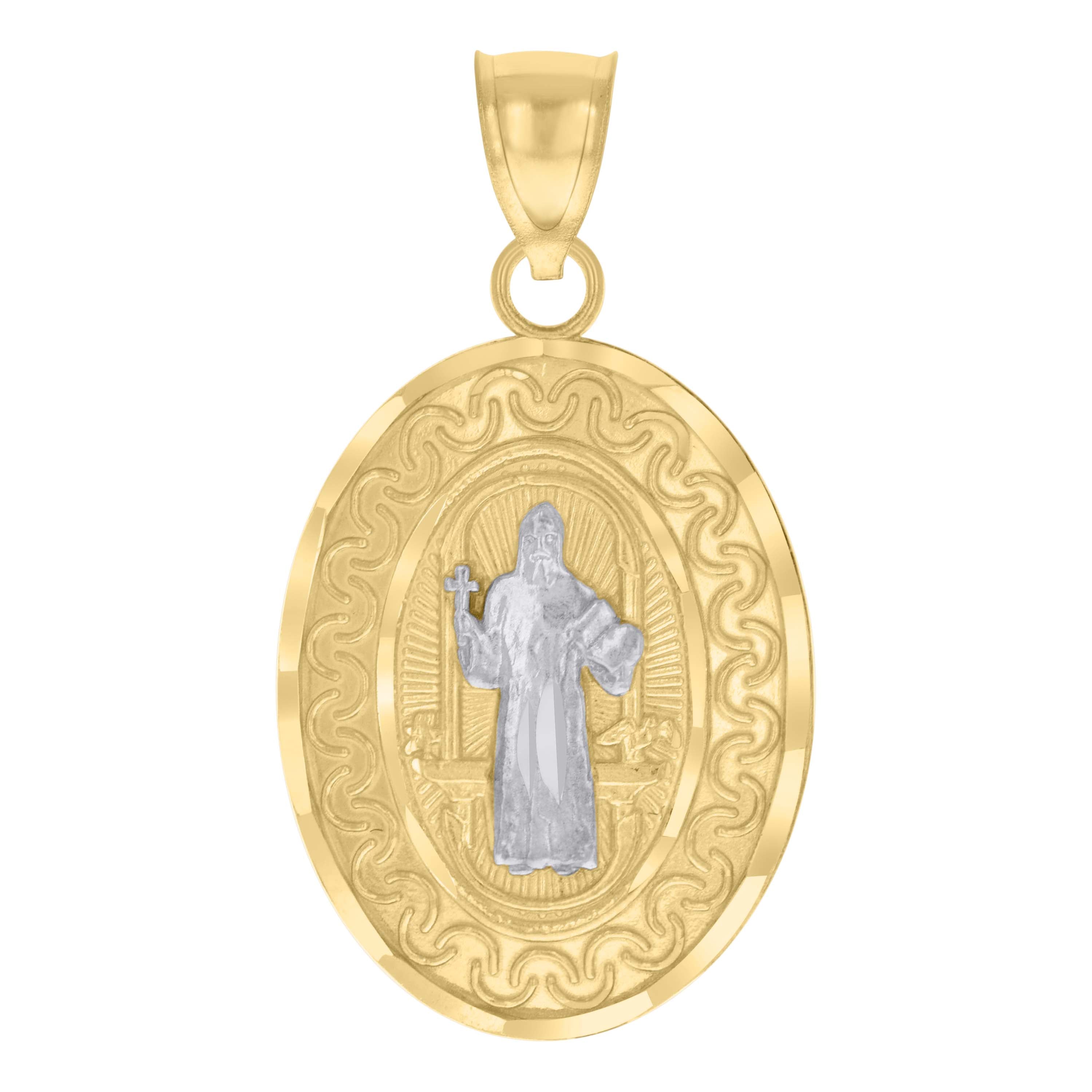 10kt Two-tone Gold Mens St. Benedict Religious Charm Pendant