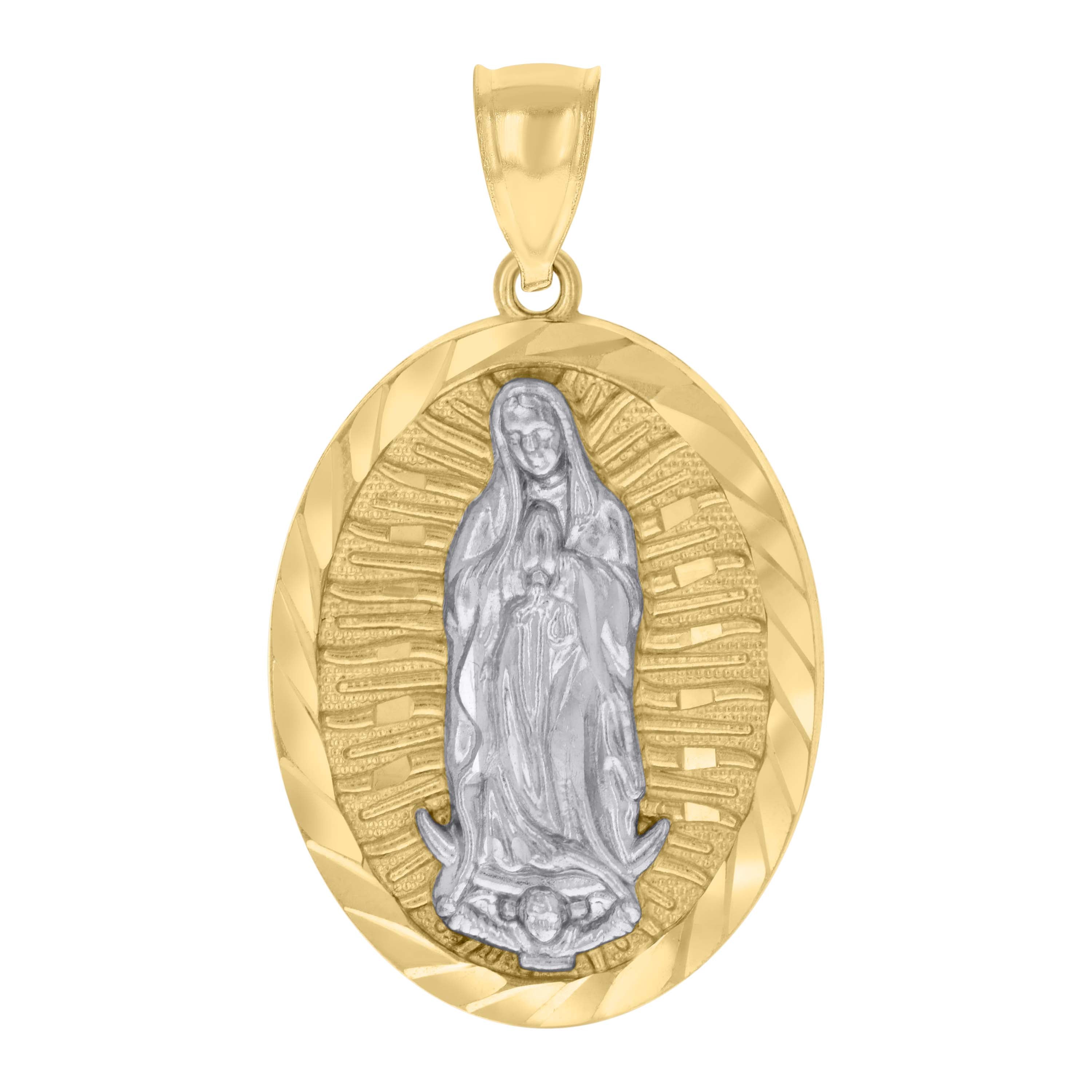 10kt Two-tone Gold Mens Guadalupe Religious Charm Pendant