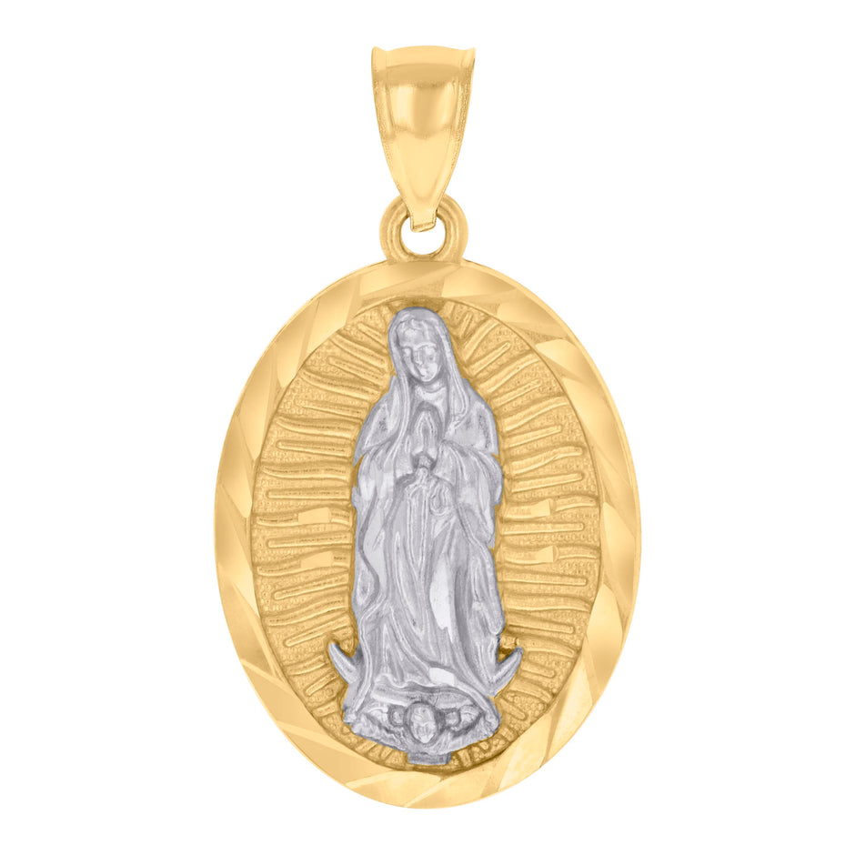 10kt Two-tone Gold Mens Guadalupe Religious Charm Pendant