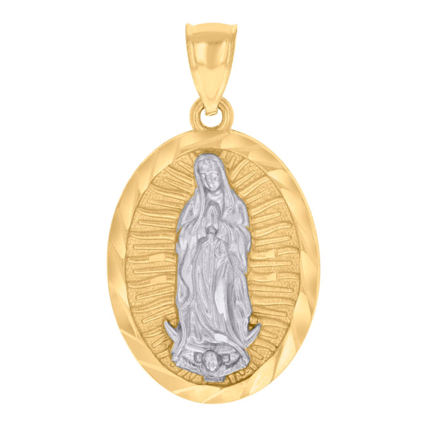 10kt Two-tone Gold Mens Guadalupe Religious Charm Pendant