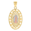10kt Tri-Color Gold Mens Guadalupe Religious Charm Pendant