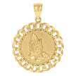 10kt Yellow Gold Mens Praying Hands Symbol Religious Charm Pendant