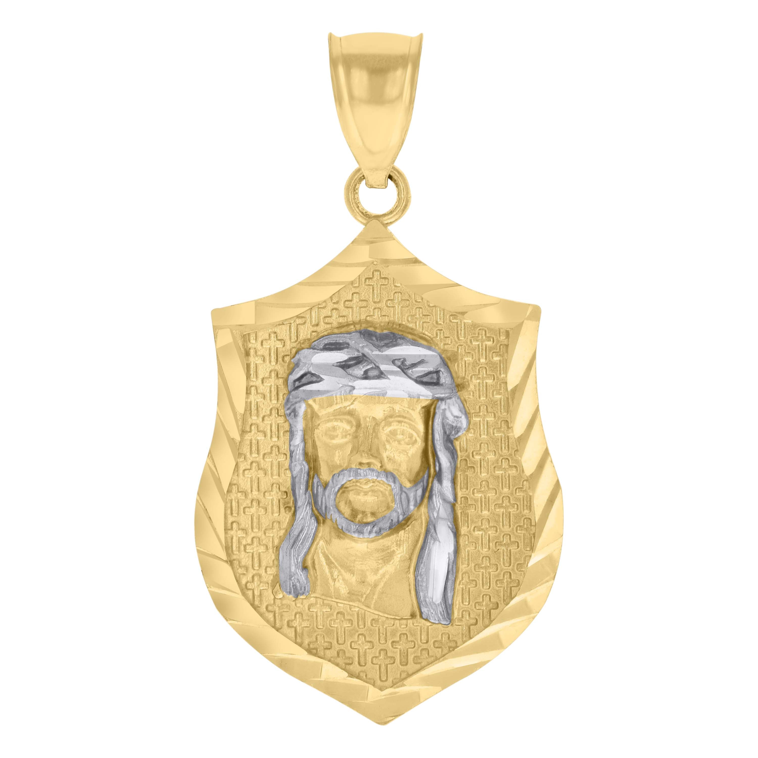 10kt Two-tone Gold Mens Jesus Religious Charm Pendant