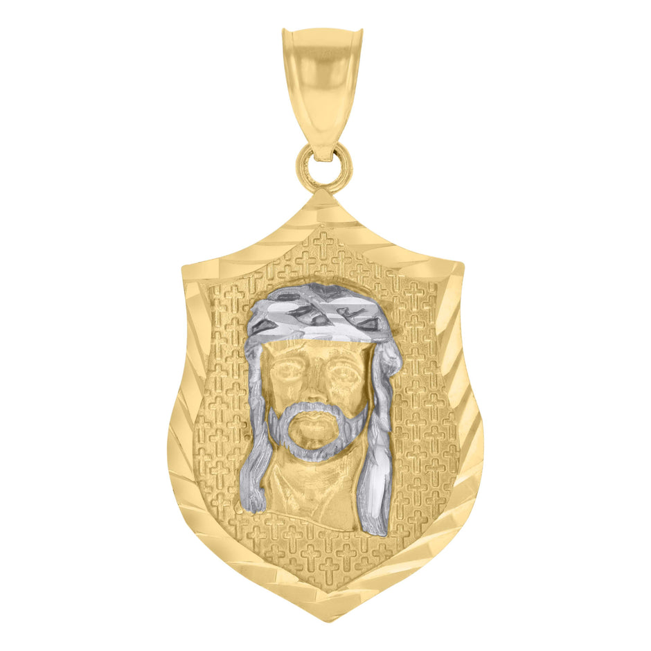 10kt Two-tone Gold Mens Jesus Religious Charm Pendant