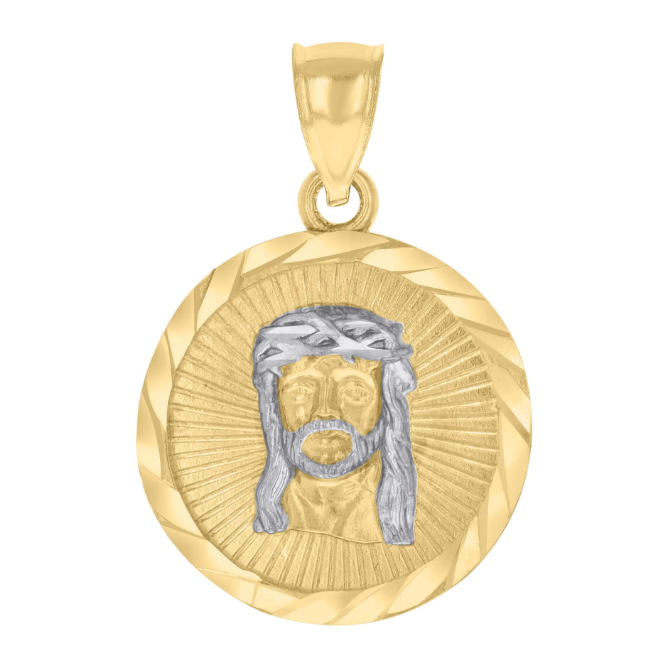 10kt Two-tone Gold Mens Jesus Religious Charm Pendant