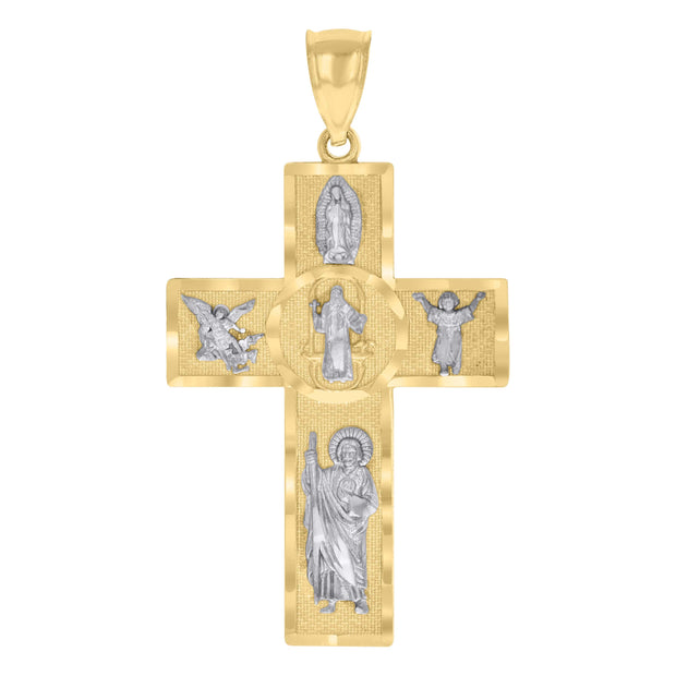 10kt Two-tone Gold Mens Cross Religious Charm Pendant