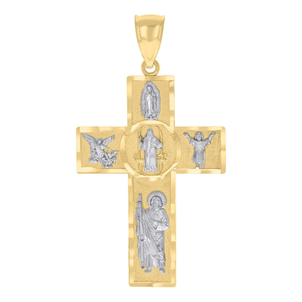 10kt Two-tone Gold Mens Cross Religious Charm Pendant