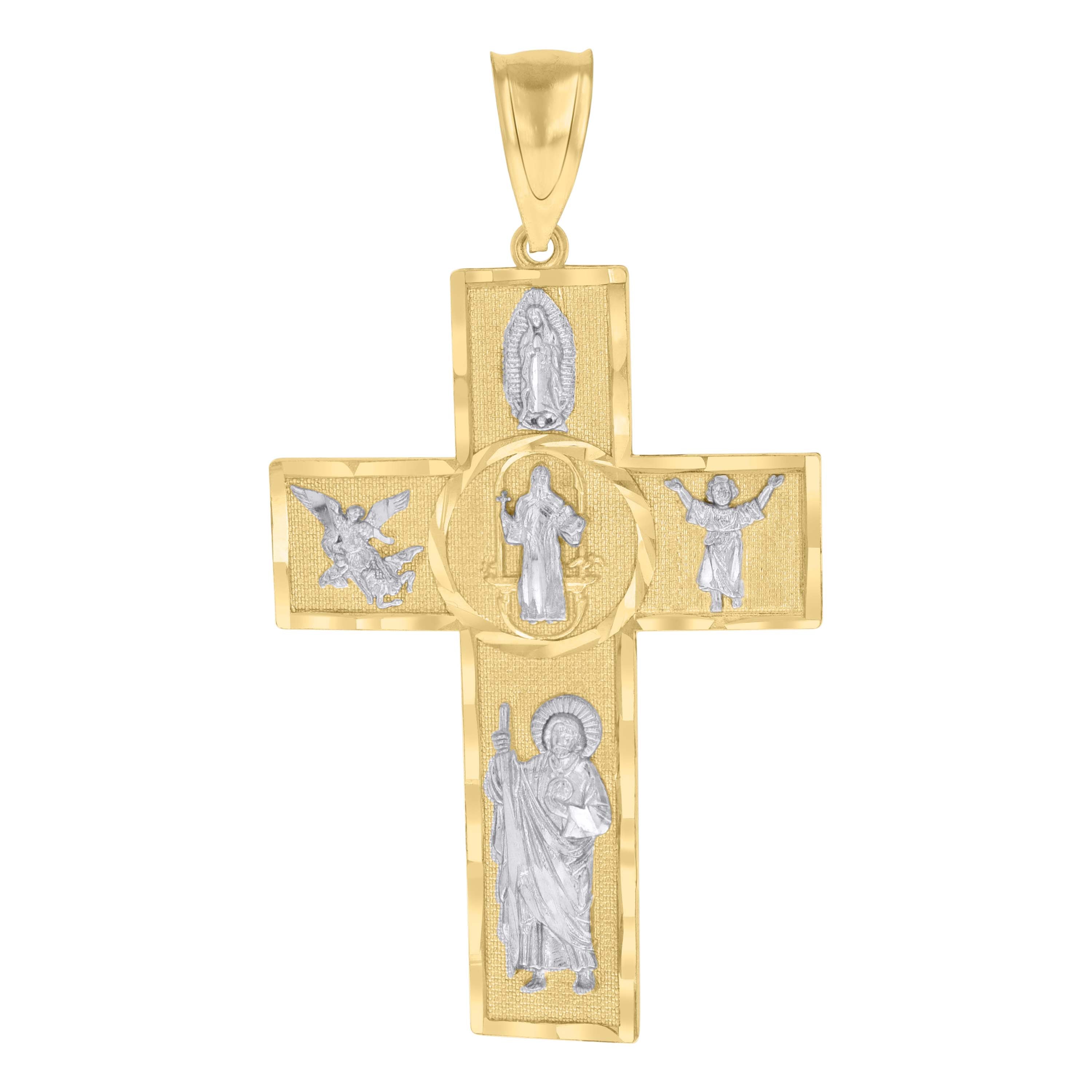 10kt Two-tone Gold Mens Cross Religious Charm Pendant