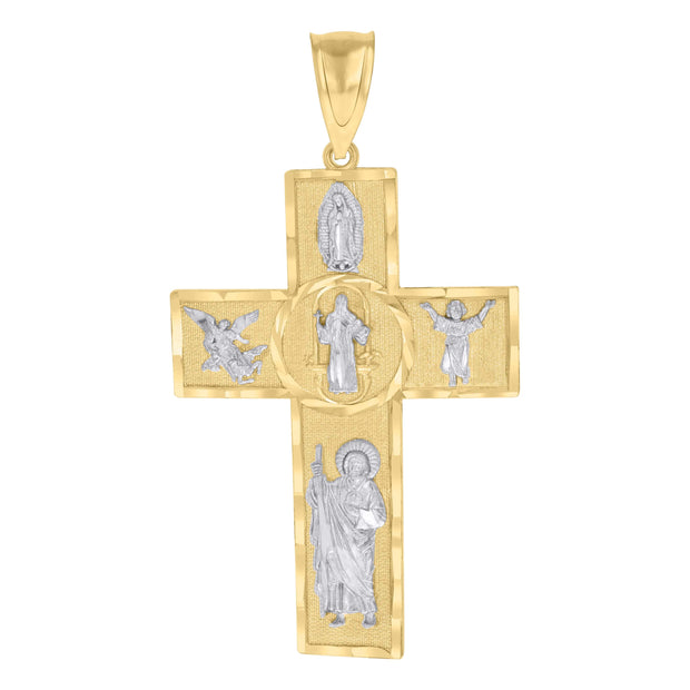 10kt Two-tone Gold Mens Cross Religious Charm Pendant