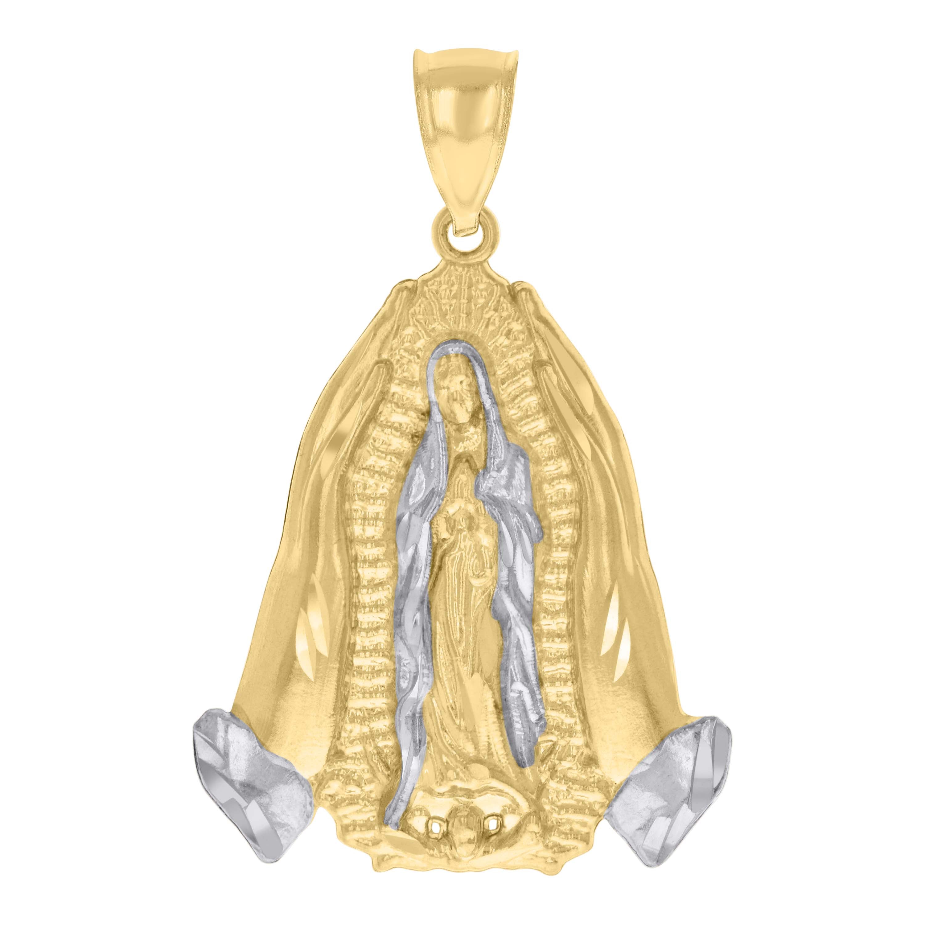 10kt Two-tone Gold Mens Guadalupe Religious Charm Pendant