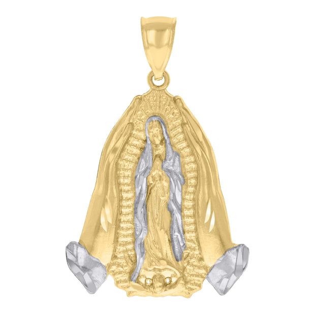 10kt Two-tone Gold Mens Guadalupe Religious Charm Pendant
