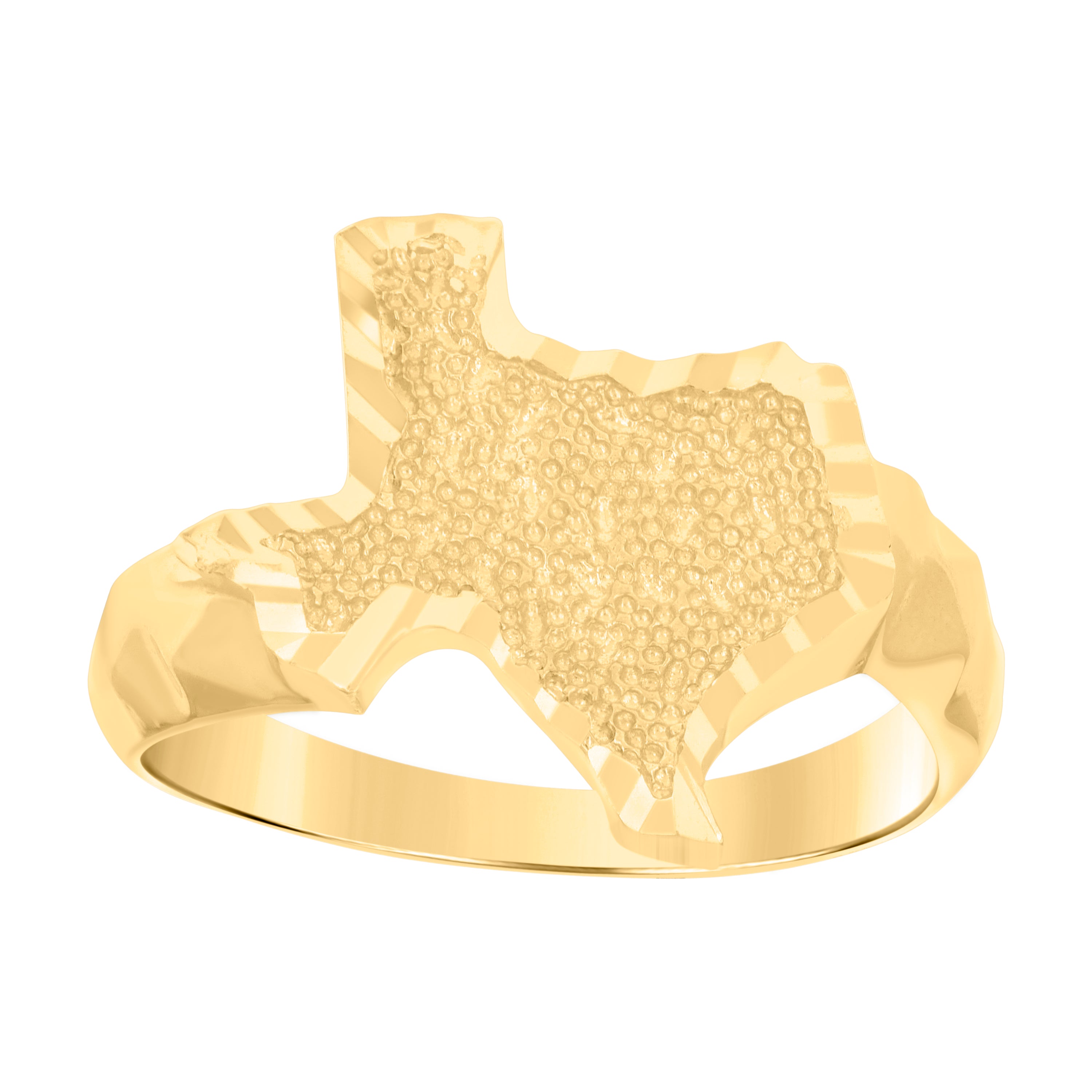 10kt Yellow Gold Womens Diamond-Cut Texas American State Globe Maps Ring 