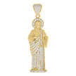 10kt Yellow Gold Mens Cubic-Zirconia St. Jude Religious Charm Pendant