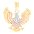 10kt Tri-Color Gold Womens Cubic-Zirconia Eagle Bird Wildlife Charm Pendant