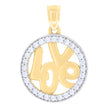 10kt Two-tone Gold Womens Cubic-Zirconia Love Charm Pendant