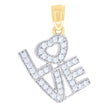 10kt Two-tone Gold Womens Cubic-Zirconia Love Heart Charm Pendant